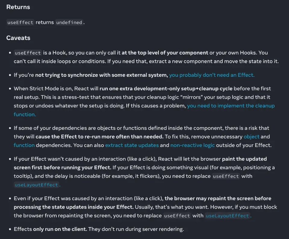 useEffect caveats