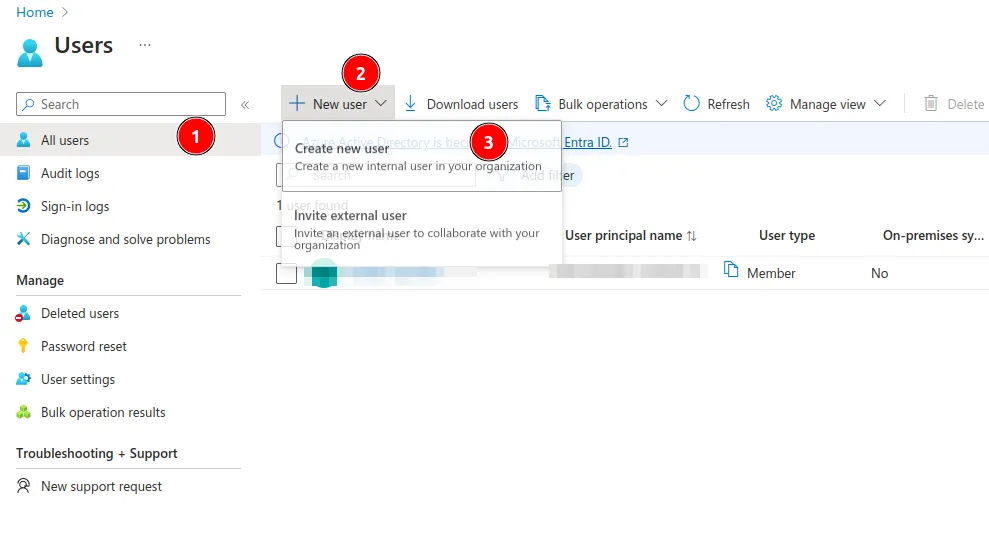 Azure Active Directory create user