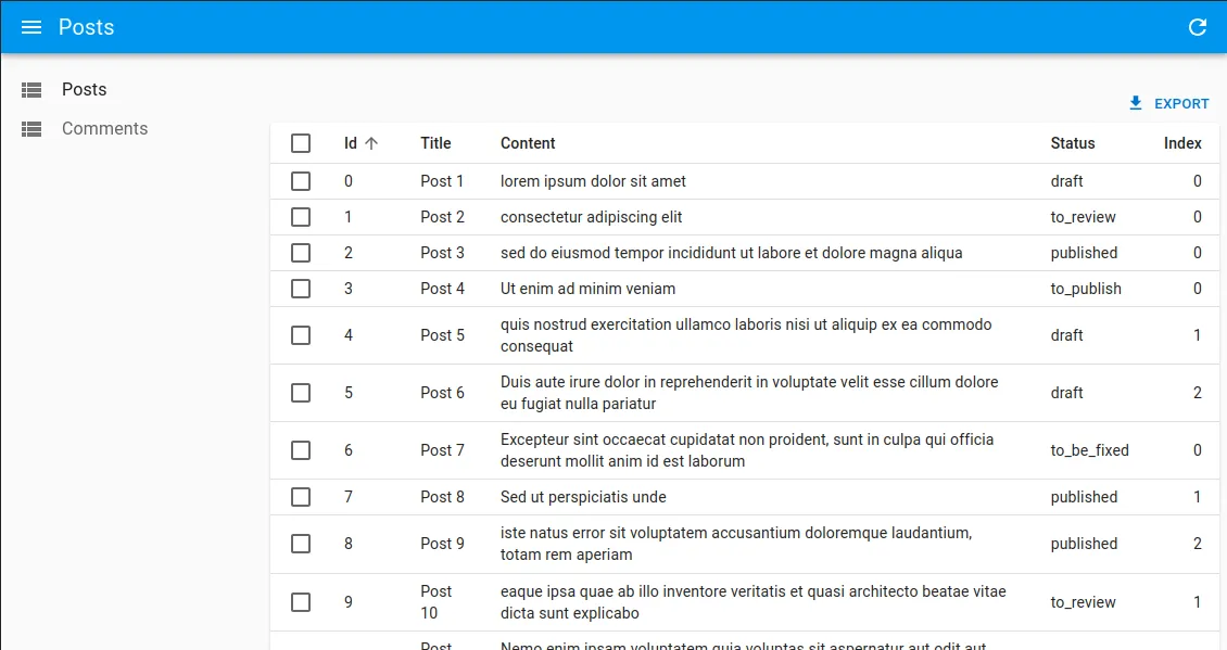 With Status and Index