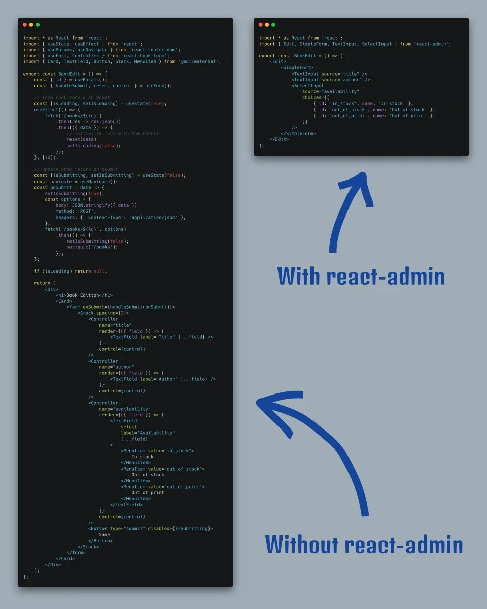 With and without react-admin