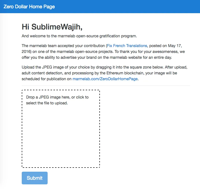 Zero Dollar Homepage Admin