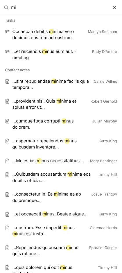 Search results on mobile