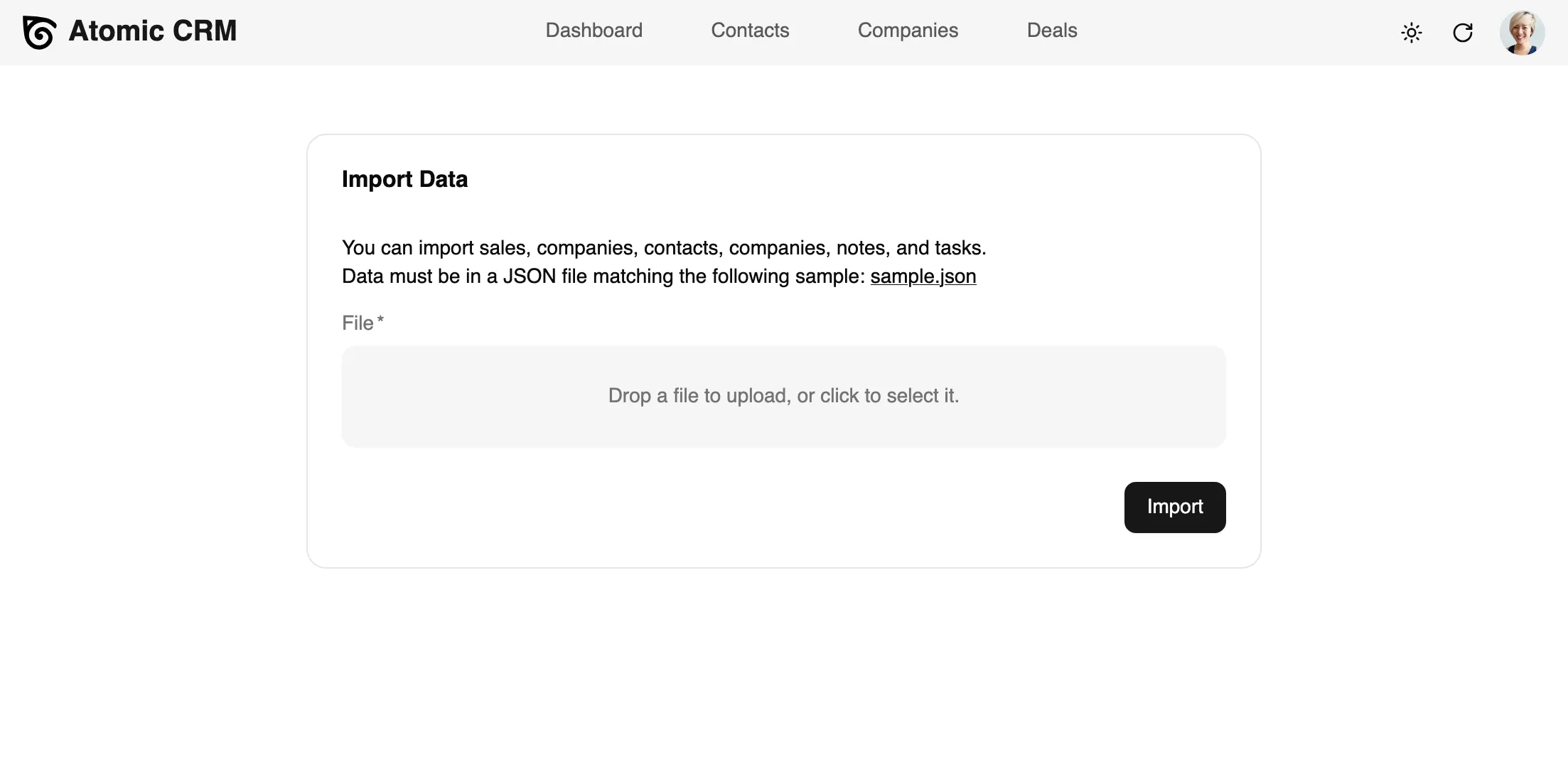 Import data form