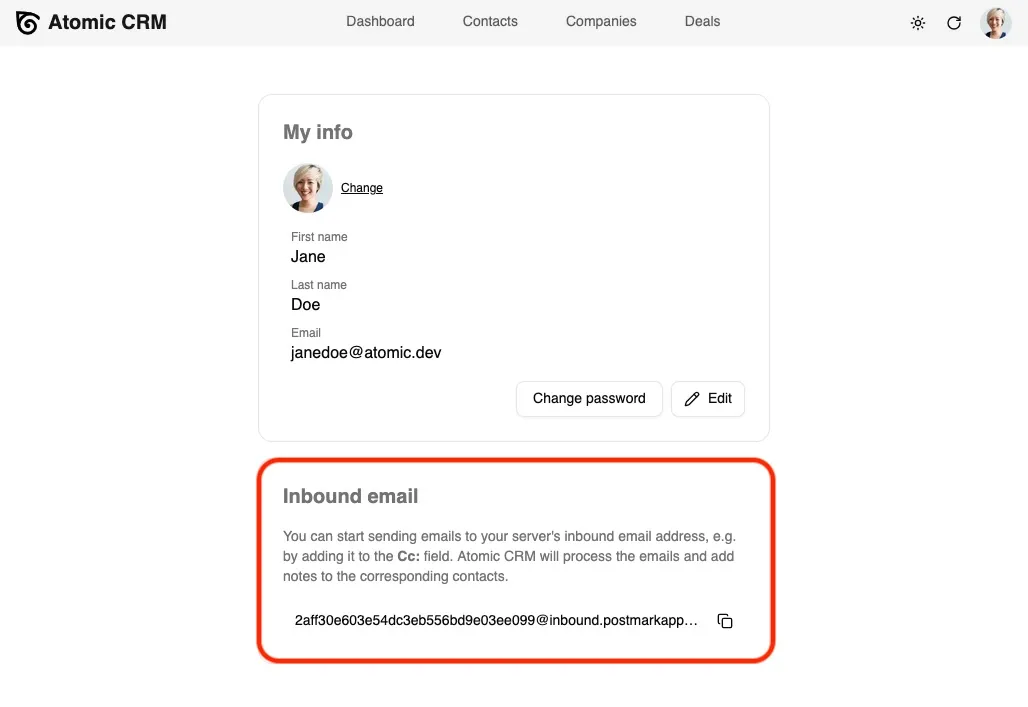 Inbound Email Address