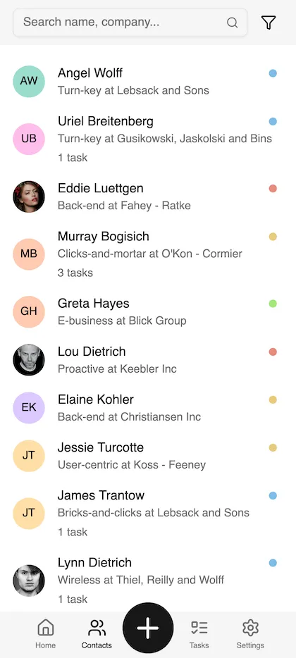 Mobile App Contact List