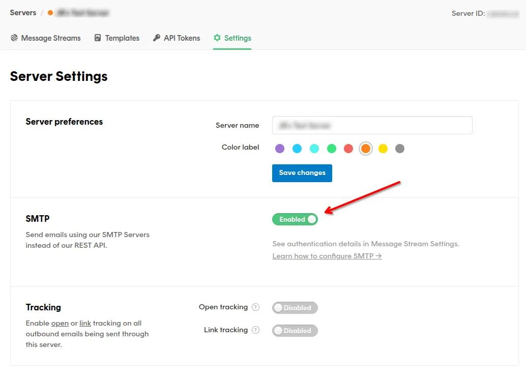 Enable SMTP in Postmark