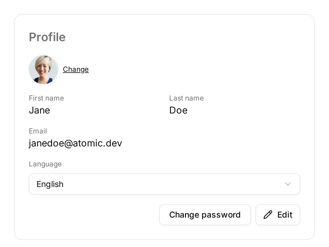 Profile page