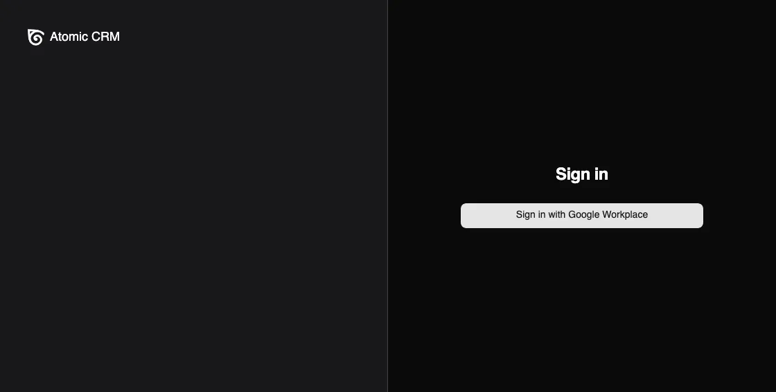 Login page with Google Workspace SSO