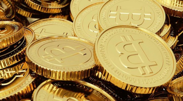 A pile of Bitcoins