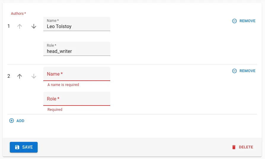 ArrayInput global validation