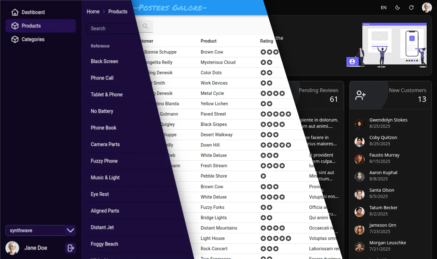 ra-core examples using various UI libraries