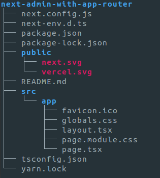 Next Admin folder structure with App Router