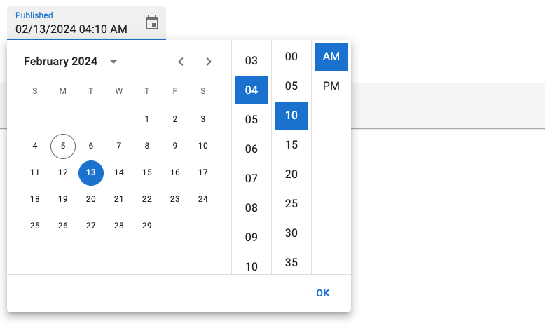 DateTimeInput with Material UI