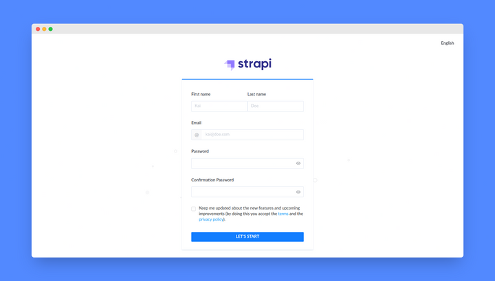 Strapi Registration Page