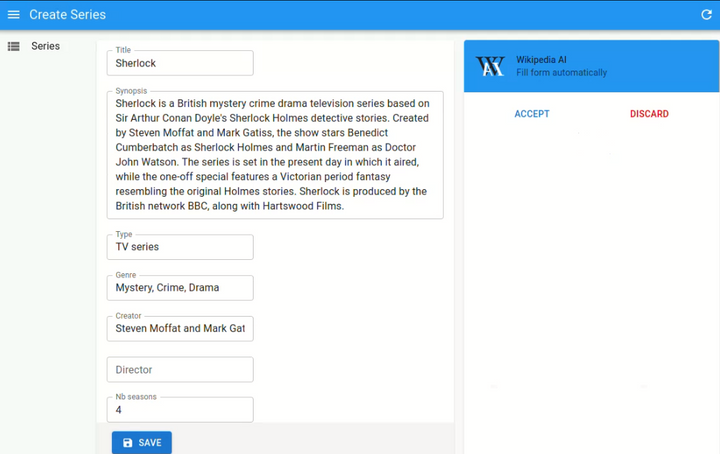 Autocompleted form