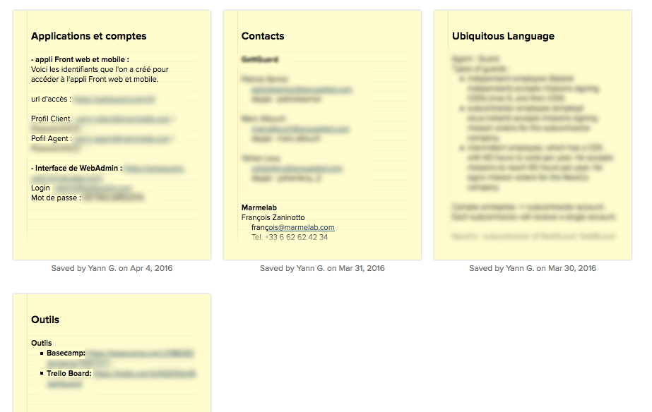 Exemple de cdocumentation sur Basecamp